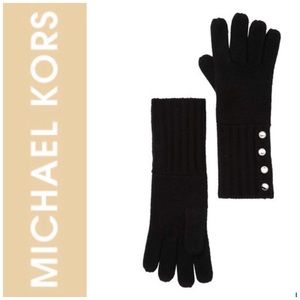 Michael Kors Black Ribbed Knit Gloves